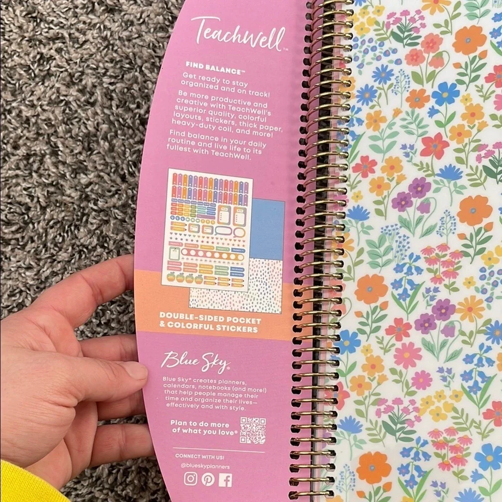Teachwell Floral Teacher Lesson Planning Calendar Multicolor